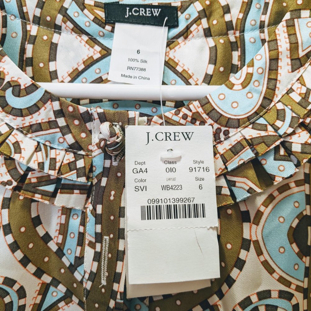 J Crew "vintage" silk blue and brown dress - Picture 3 of 13